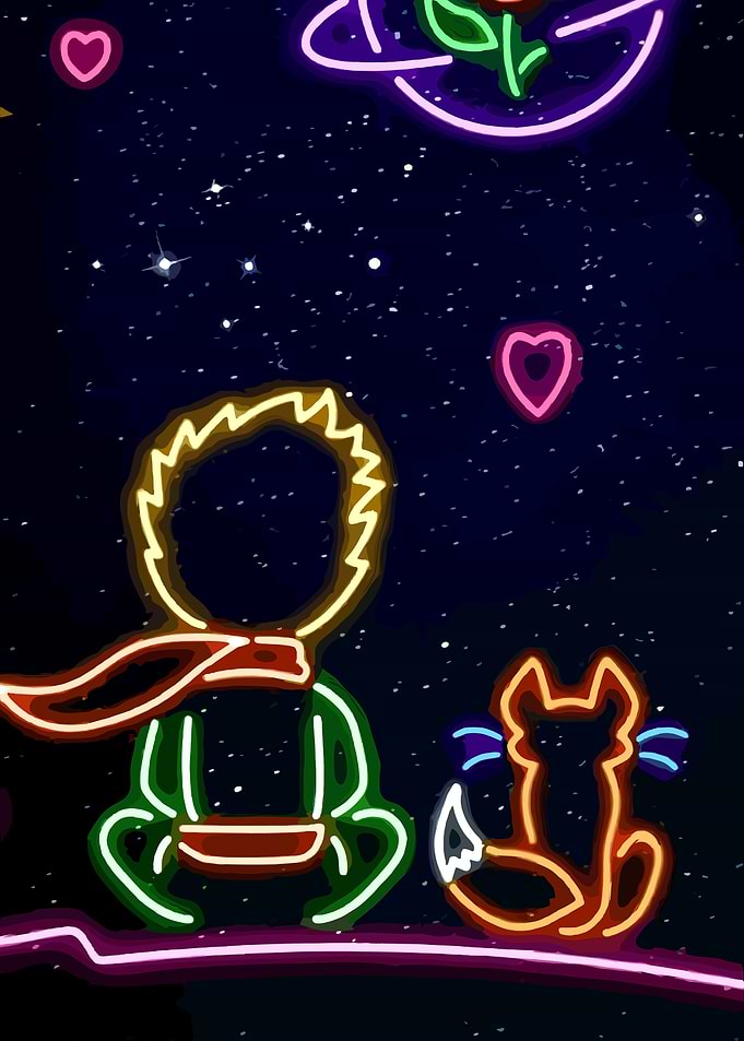 The Little Prince and Fox in Neon