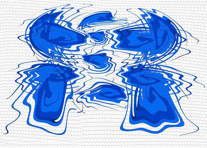 Abstract Blue Swirls on Grid Background ED1A