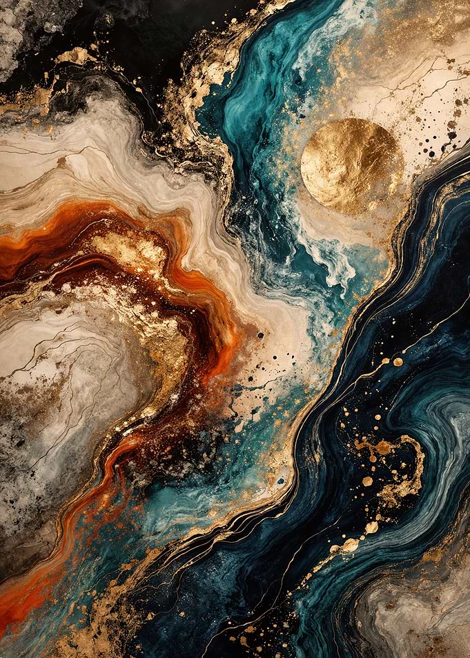 Abstract Marble and Gold Swirls