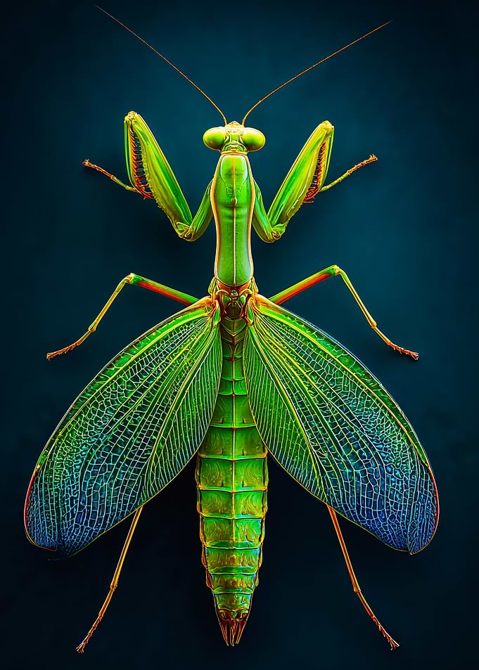 Vibrant Green Praying Mantis Macro Photography