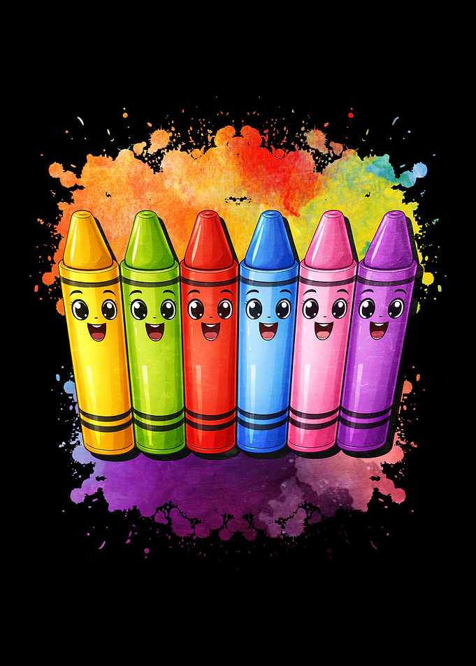 Cute Crayons with Watercolor Splatter