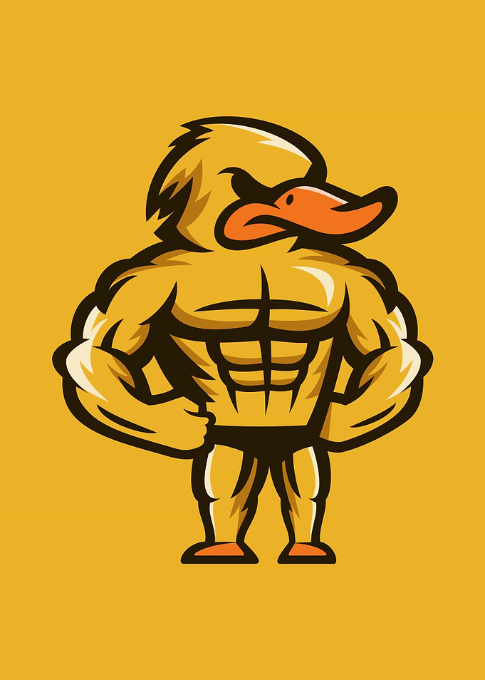 Muscular Duck Mascot