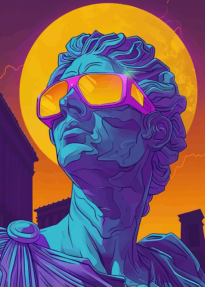 Retro Statue with Sunglasses
