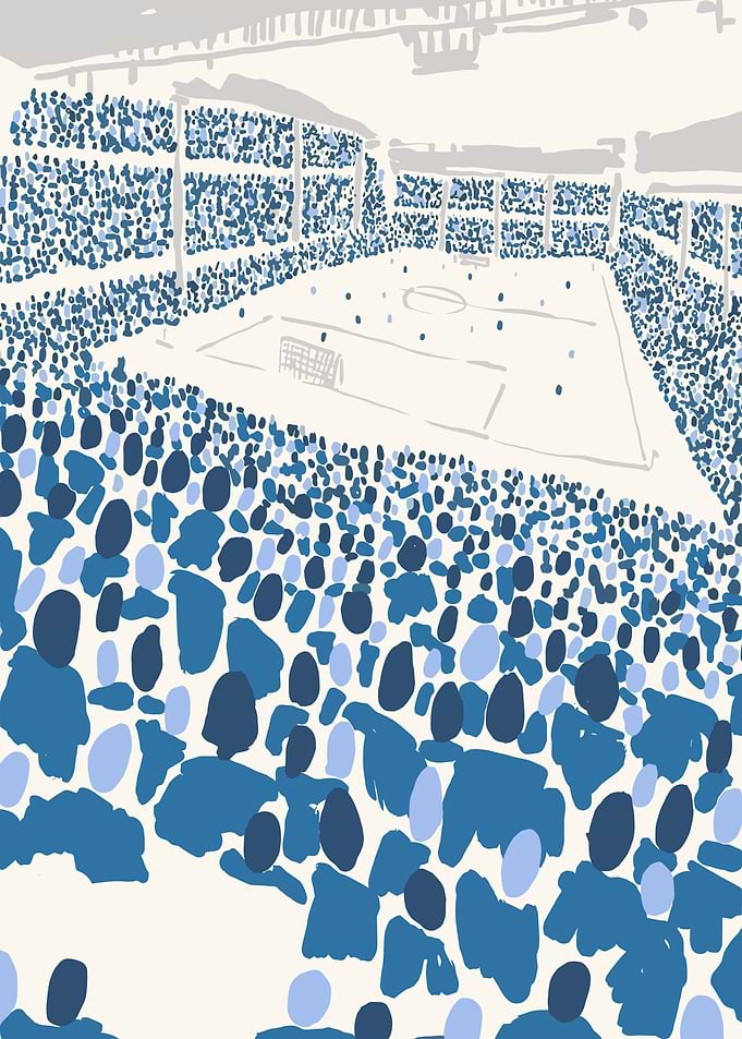 Soccer stadium with cheering crowd