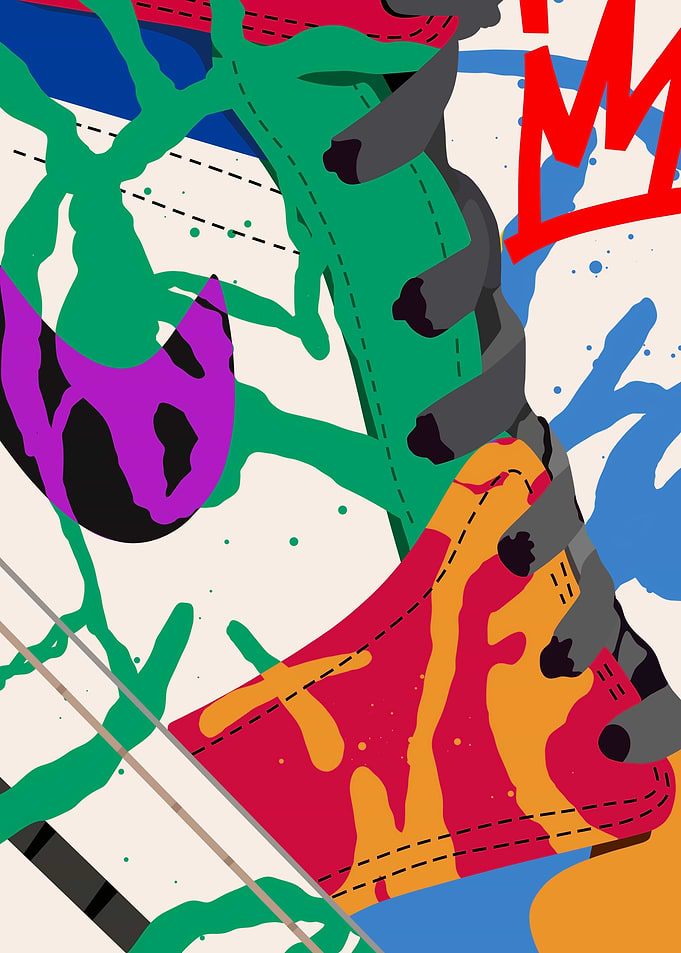 Abstract Graffiti Art with Shoe Elements