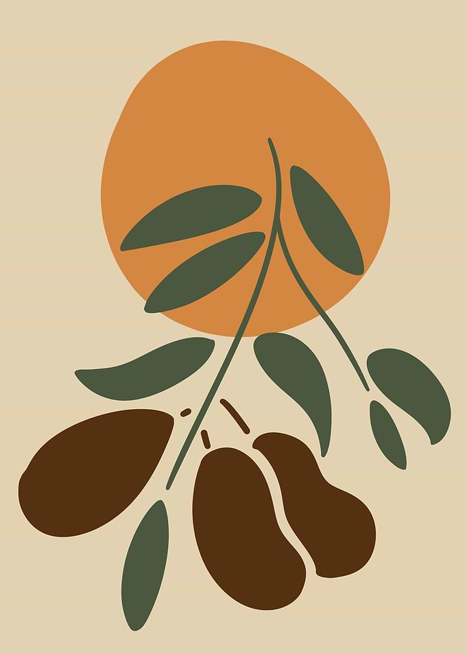 Abstract botanical illustration with fruit