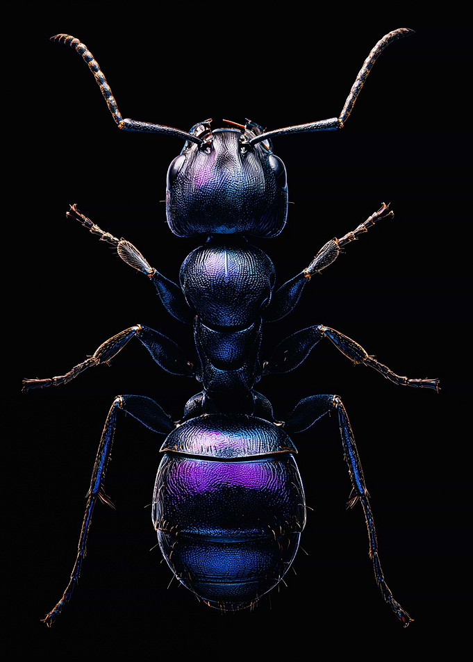 Iridescent Purple Ant Macro Photography