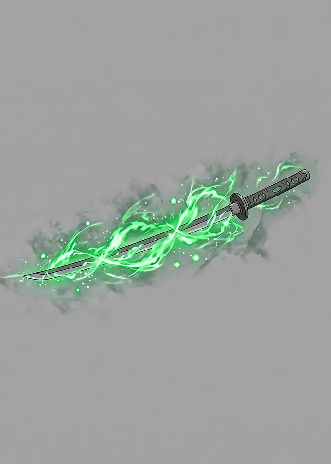 Enchanted Katana with Green Energy