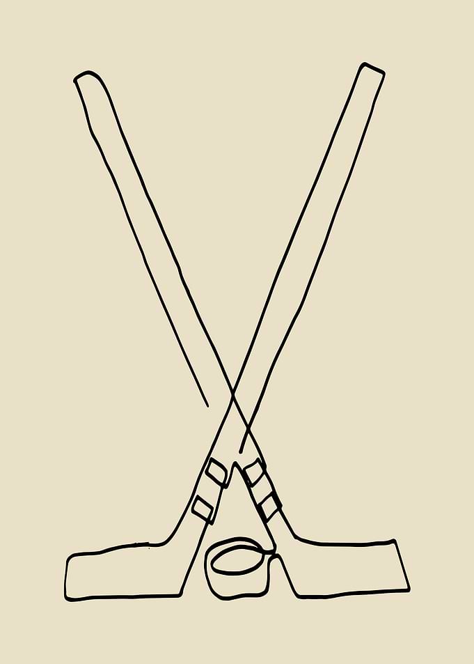Minimalist Hockey Sticks and Puck