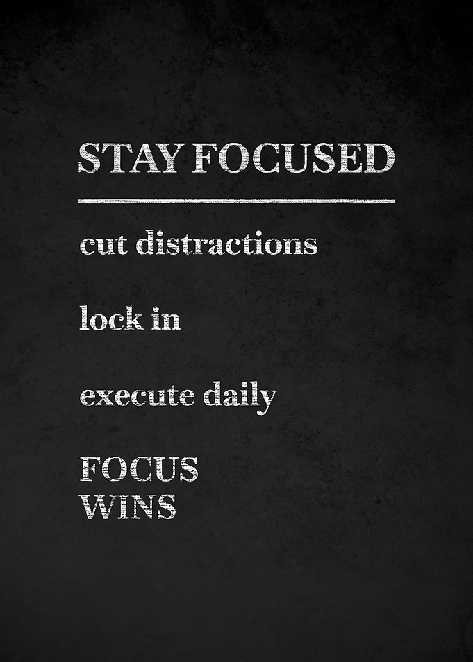 Stay Focused Motivational Text Art