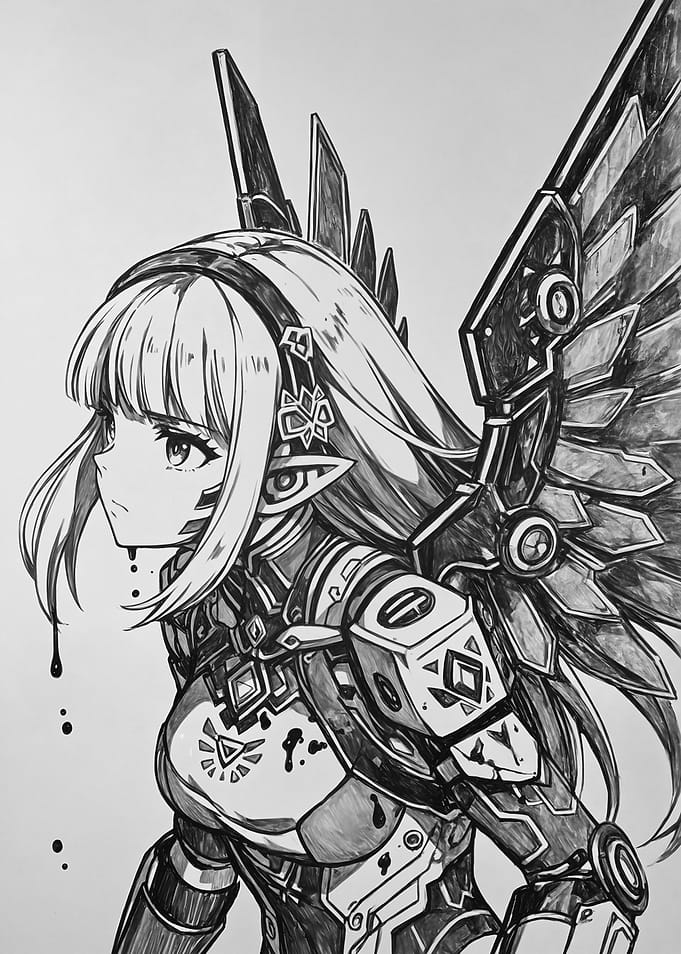 Anime character with wings and armor