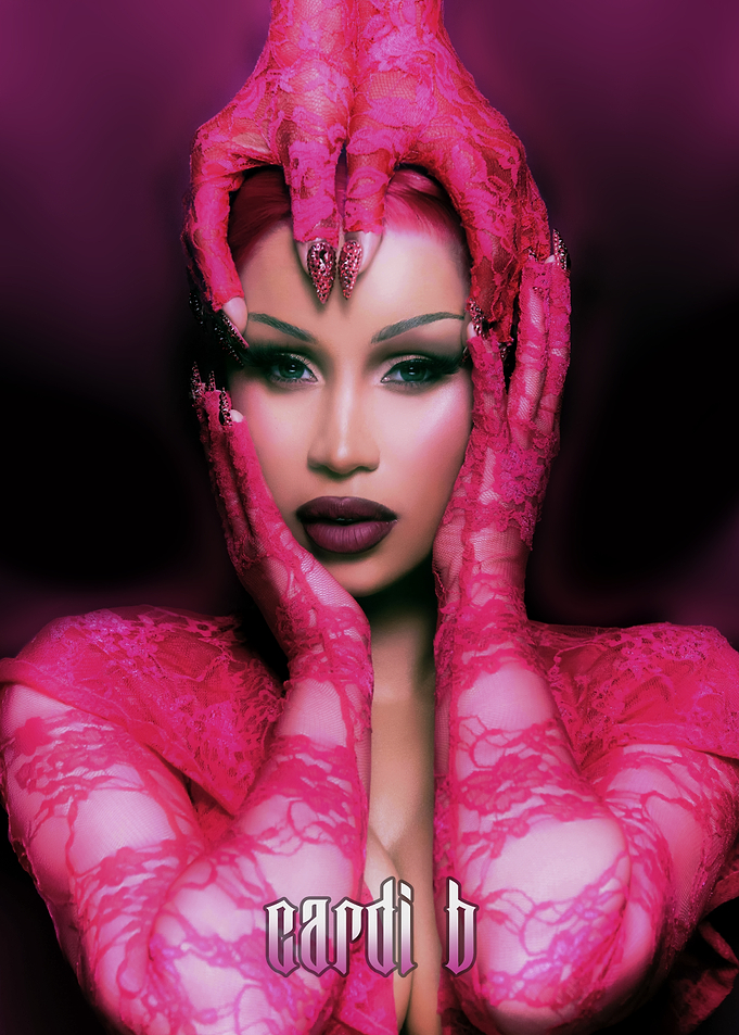 Cardi B in Pink Lace