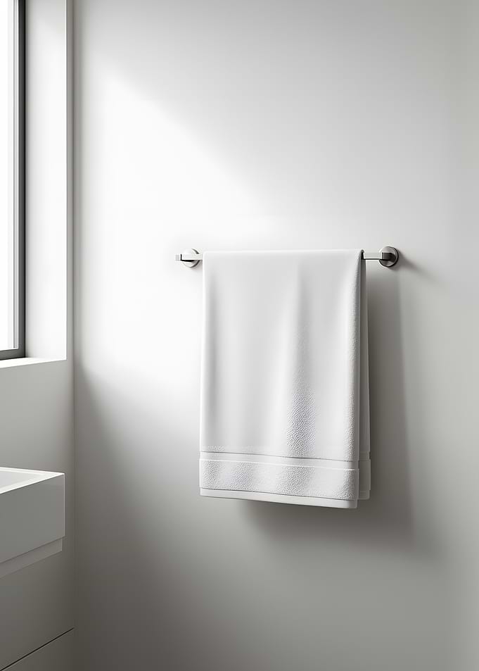 White Towel on a Modern Towel Rack