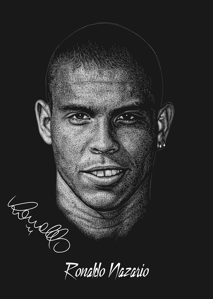 Ronaldo Nazário Scribble Art Style