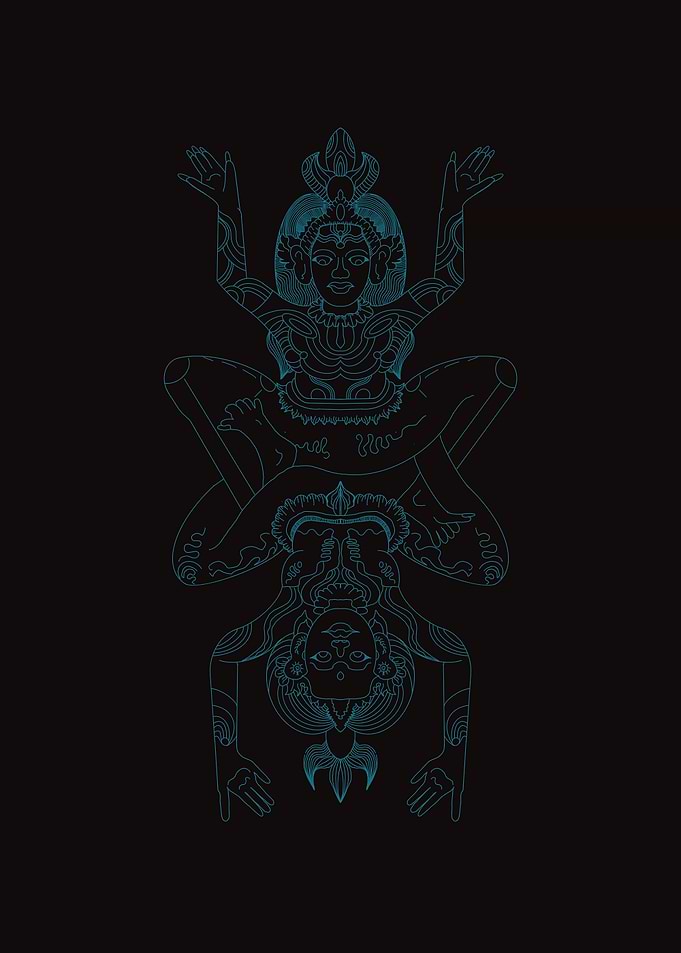 Balinese Yab-Yum Tantric Couple Illustration