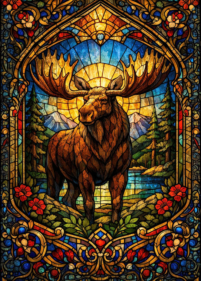 Stained Glass Moose in Nature