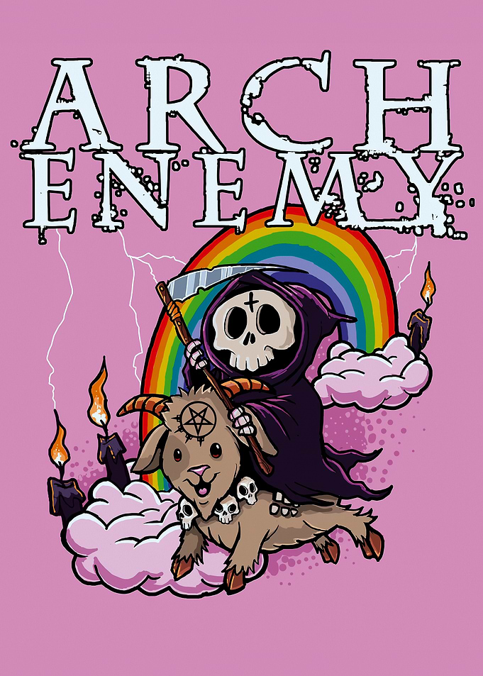 Grim Reaper Riding a Goat with Rainbow