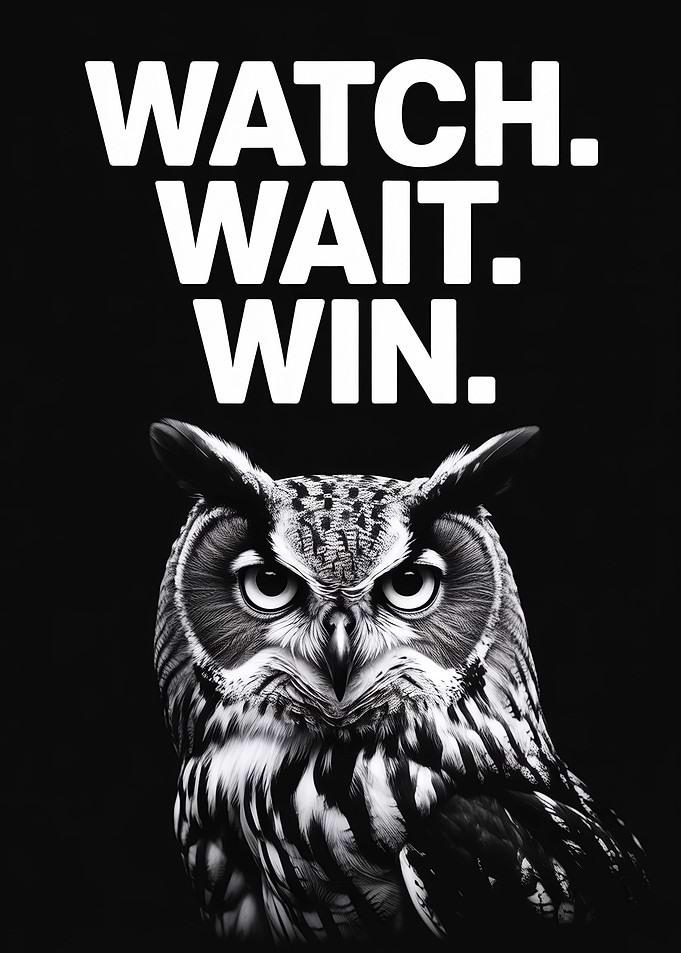 Watch Wait Win Owl Motivational Poster