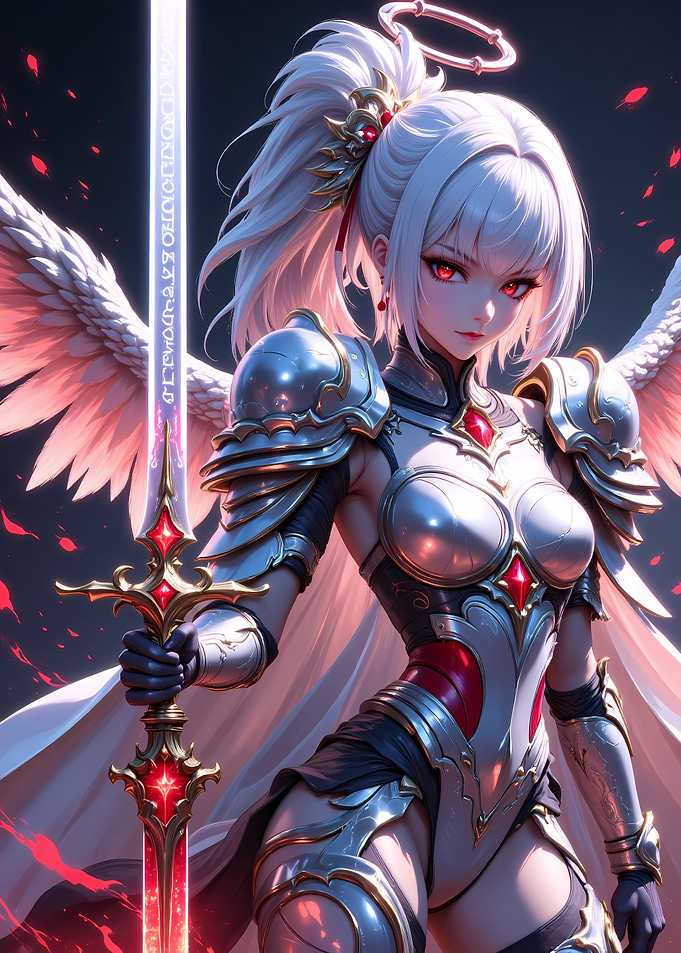 Anime Angel Warrior with Glowing Sword