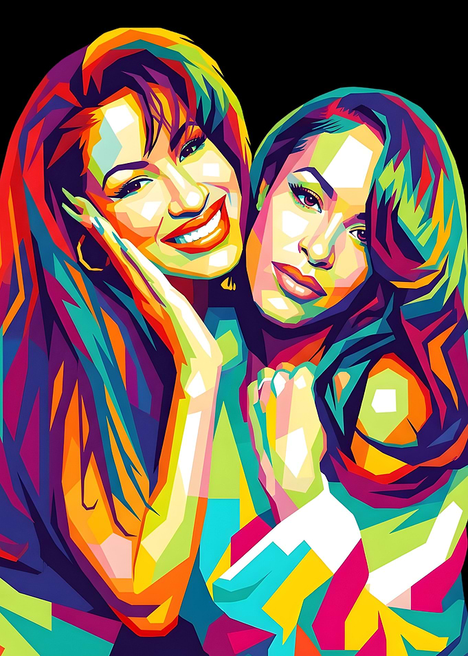 Selena and Aaliyah Pop Art Portrait