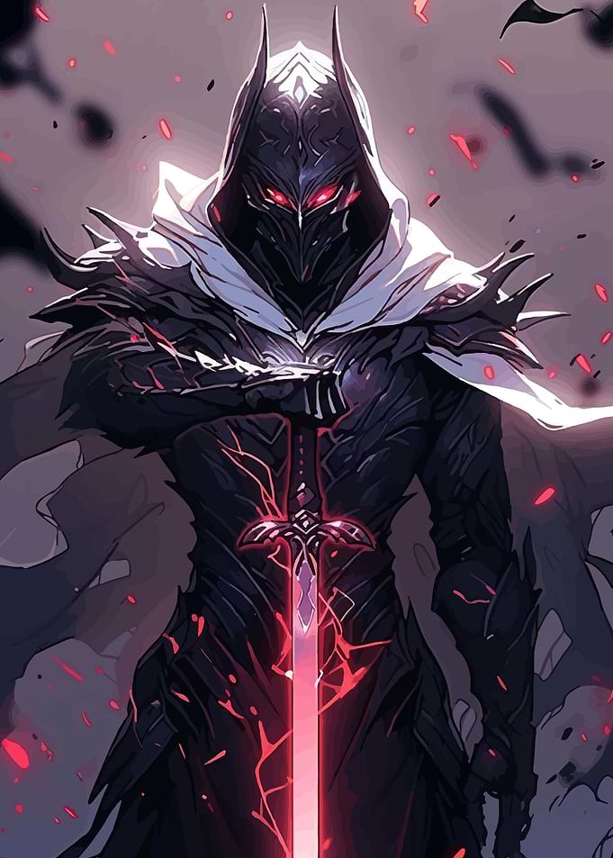 Dark Knight with Glowing Sword