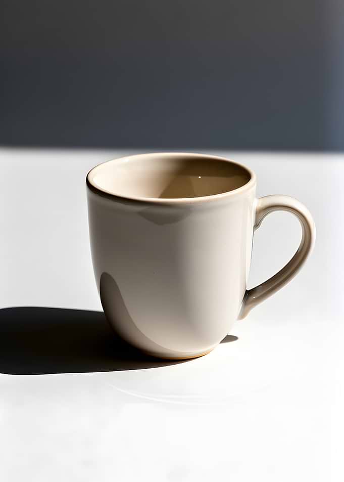 Beige Ceramic Mug with Handle