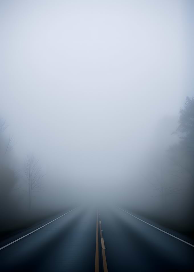 Foggy Road Through Trees