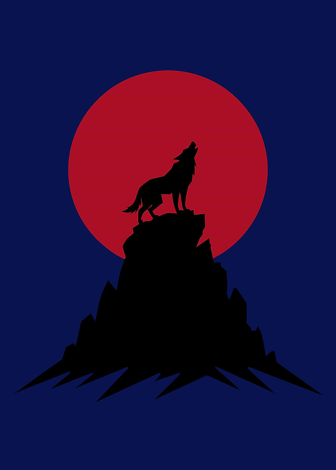 Lone Wolf Under the Blood Moon