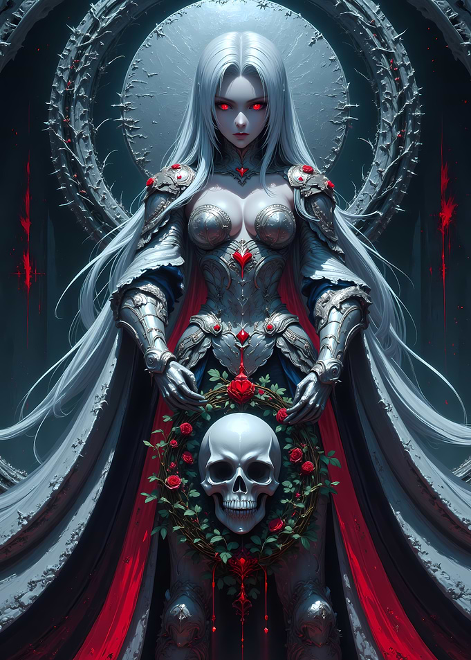 Gothic Queen with Skull Wreath