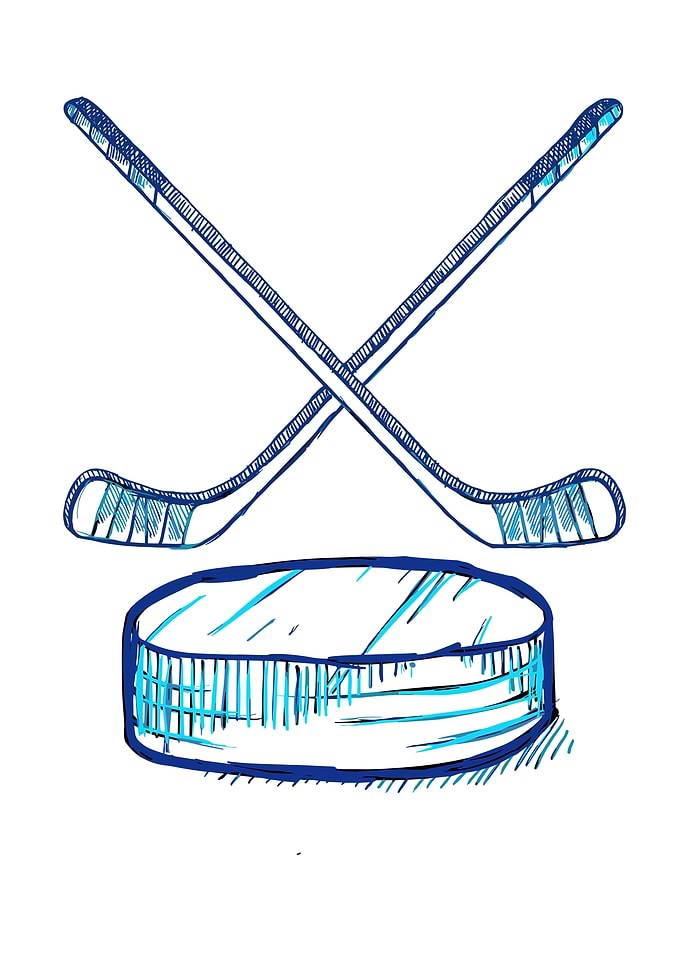 Hockey Sticks and Puck Illustration