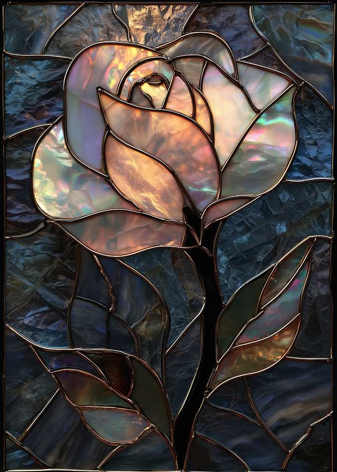 Stained Glass Rose with Iridescent Petals