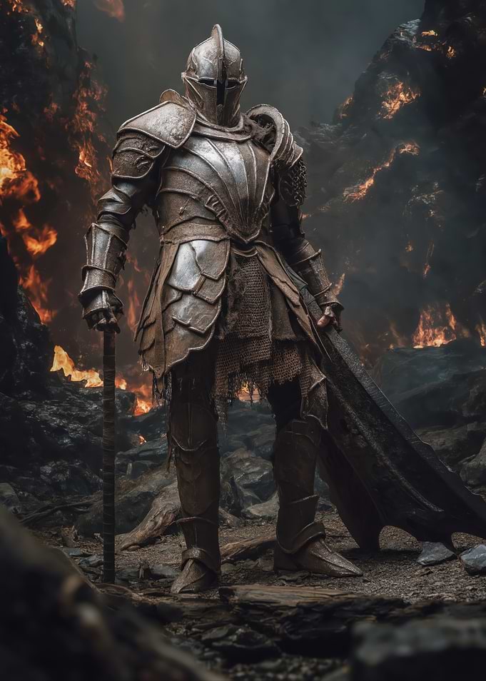 Knight in Fiery Wasteland