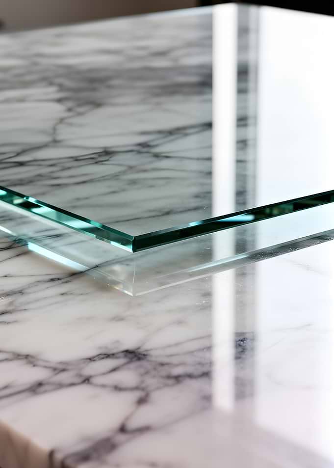Glass Shelf on Marble Surface
