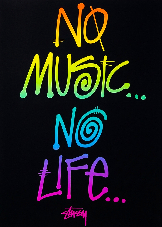 No Music No Life Stussy Graffiti