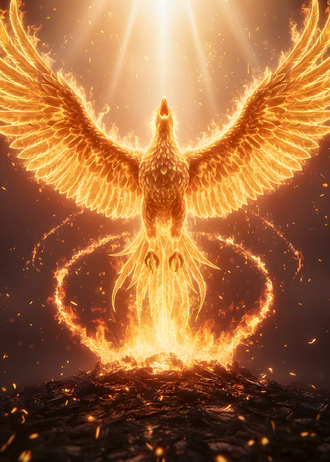 Phoenix Rising from Flames