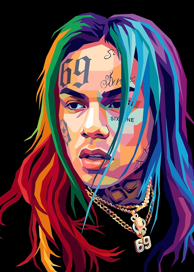 Colorful Portrait of Rapper Tekashi 6ix9ine