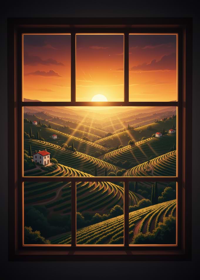 Sunset over Tuscan Vineyards