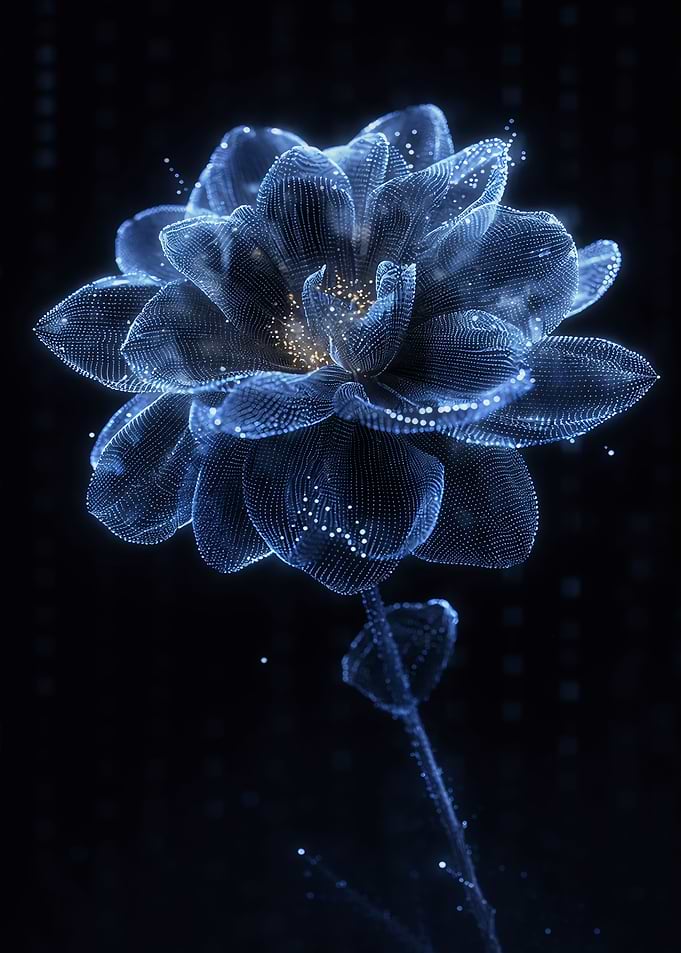 Glowing blue dahlia