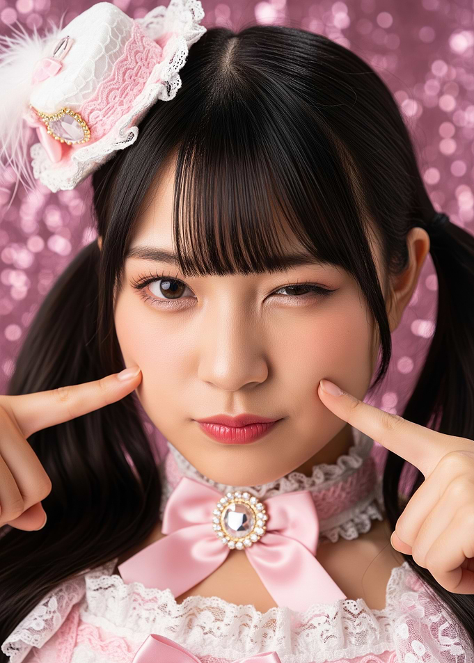 Cute Girl in Pink Lolita Outfit