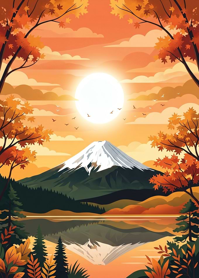 Autumn Mountain Lake Sunrise