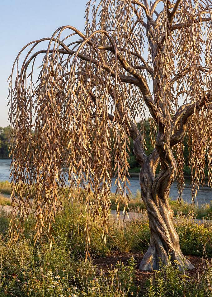 Golden Weeping Willow Sculpture