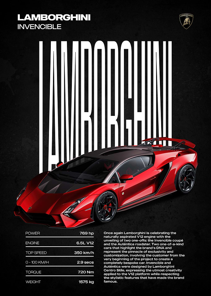 Lamborghini Invencible Car Poster