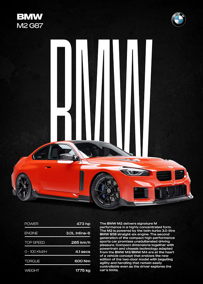 BMW M2 G87 Car Poster