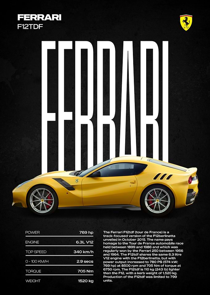 Ferrari F12tdf Poster