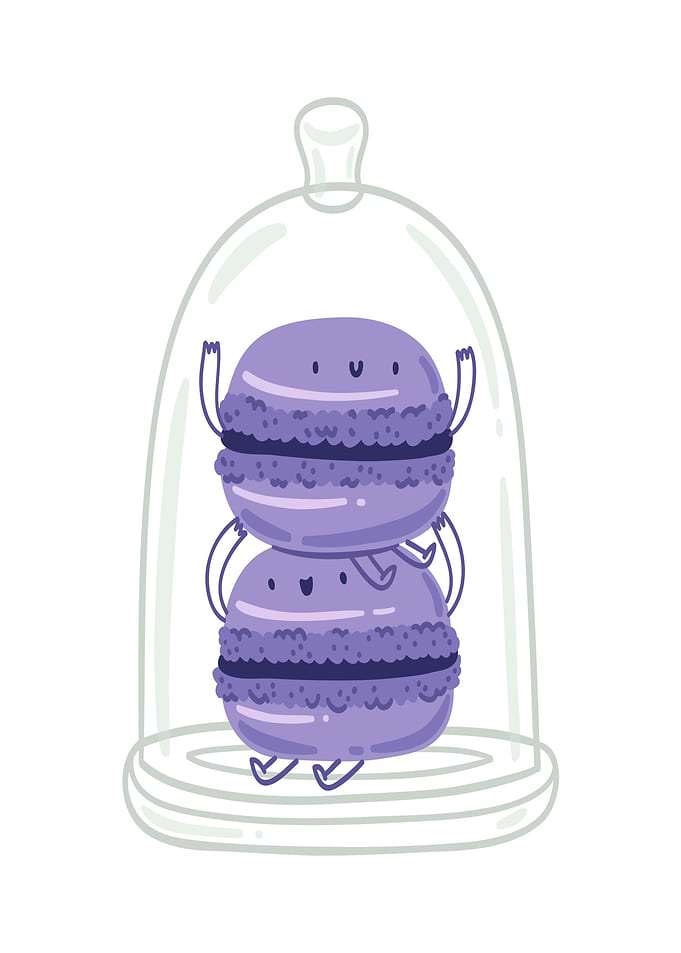 Cute Macarons Under Glass Dome