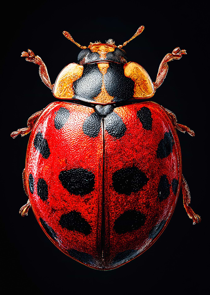 Vivid Red Ladybug Macro Photography