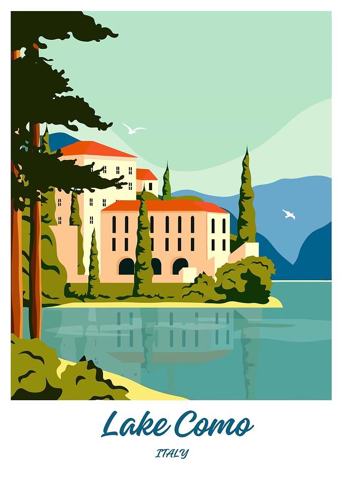 Lake Como Vintage Travel Poster