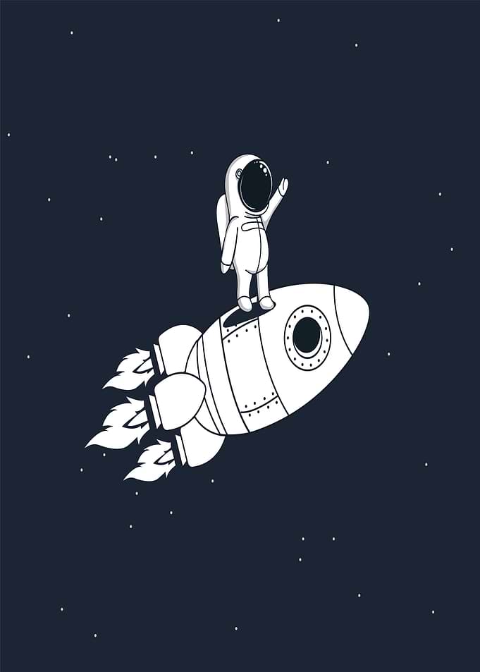 Astronaut on a Rocket in Space