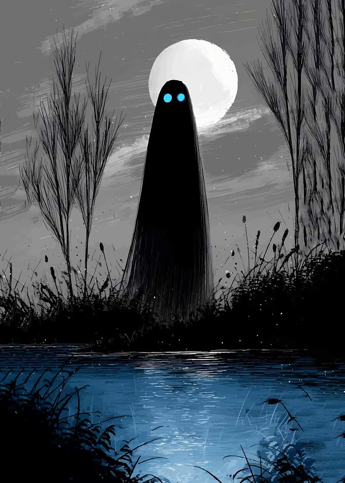Ghostly Figure by the Water