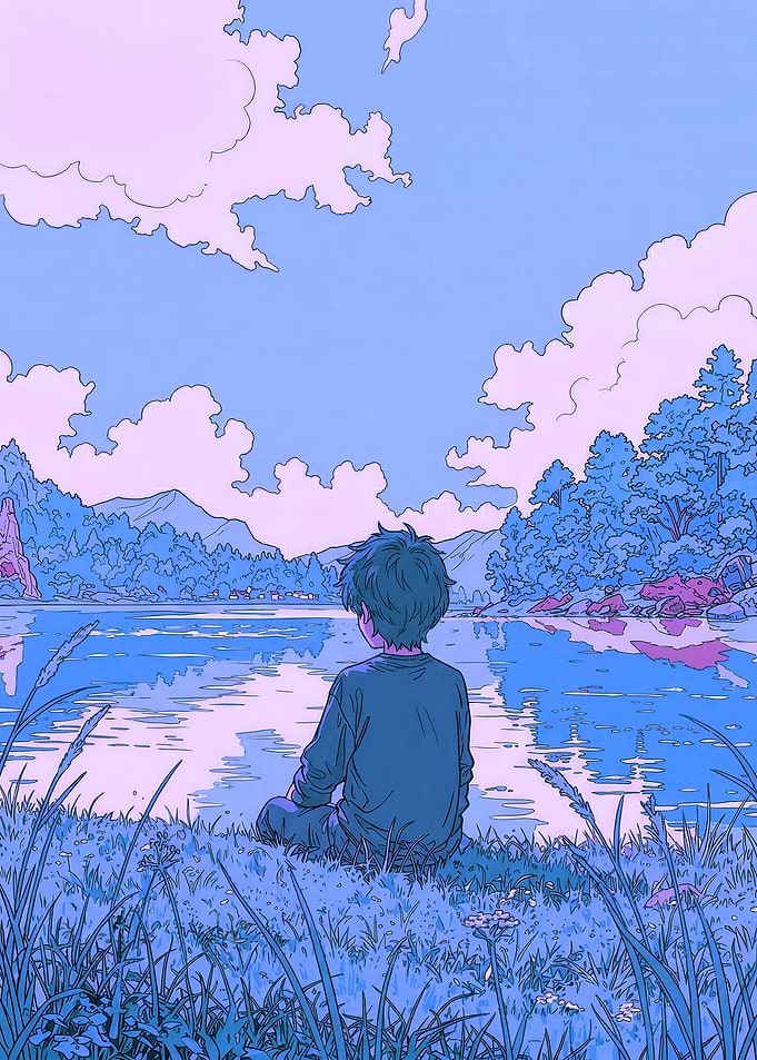 Boy by the lake